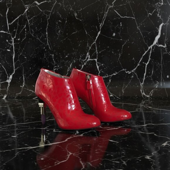 Alberto Guardiani Leather Lipstick Heels Side Zip Ankle Boots - Picture 8 of 14